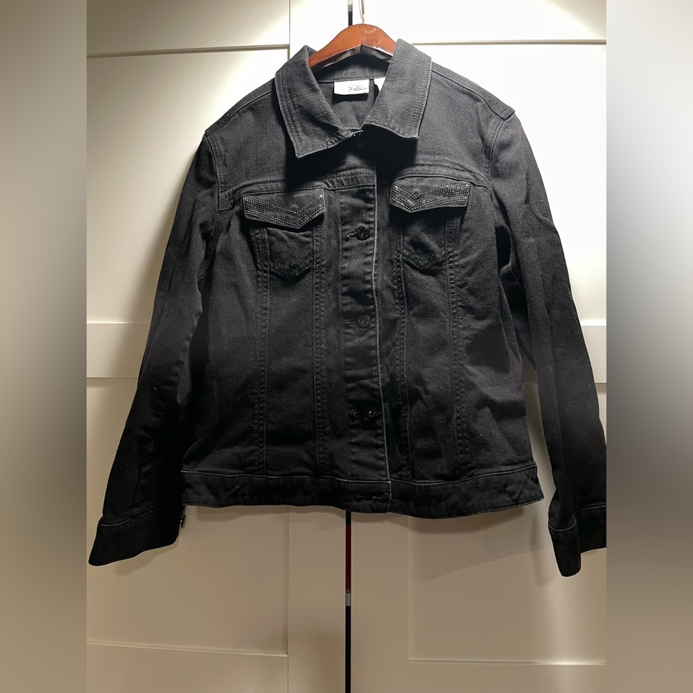 Chico’s “Platinum” Sparkle black denim jacket Chico’s Size 2 / US12